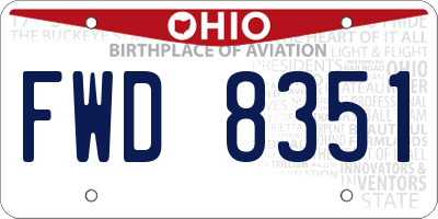 OH license plate FWD8351