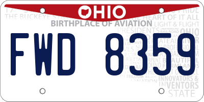 OH license plate FWD8359