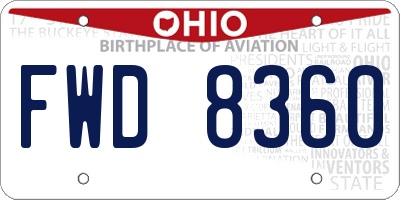 OH license plate FWD8360