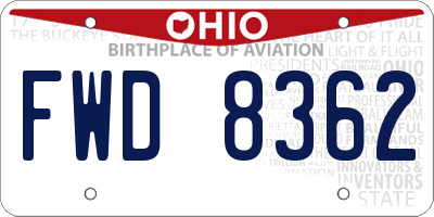 OH license plate FWD8362