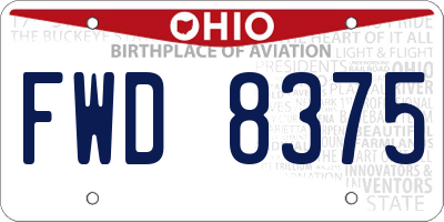 OH license plate FWD8375