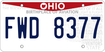 OH license plate FWD8377
