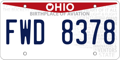 OH license plate FWD8378