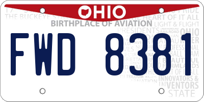 OH license plate FWD8381