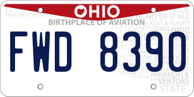OH license plate FWD8390