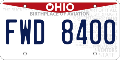 OH license plate FWD8400