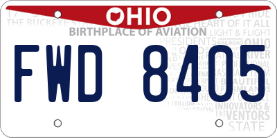 OH license plate FWD8405