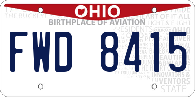 OH license plate FWD8415
