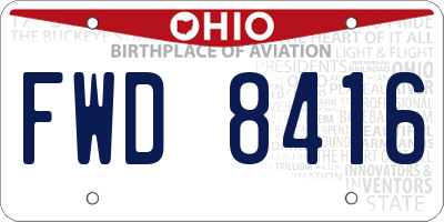 OH license plate FWD8416