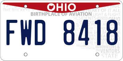 OH license plate FWD8418