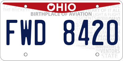 OH license plate FWD8420