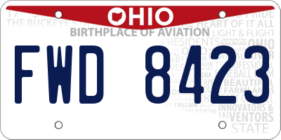 OH license plate FWD8423