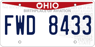 OH license plate FWD8433