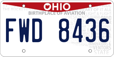 OH license plate FWD8436
