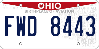 OH license plate FWD8443