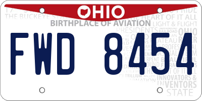 OH license plate FWD8454