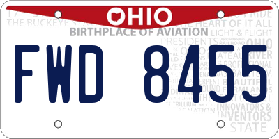 OH license plate FWD8455