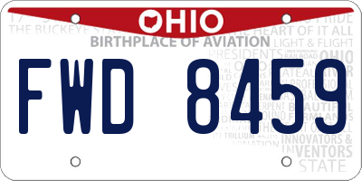 OH license plate FWD8459