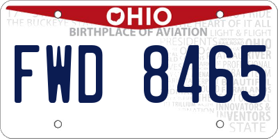 OH license plate FWD8465