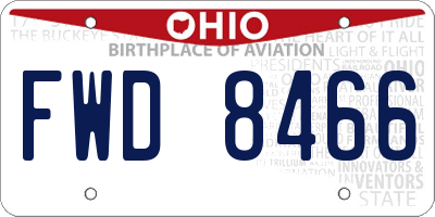 OH license plate FWD8466