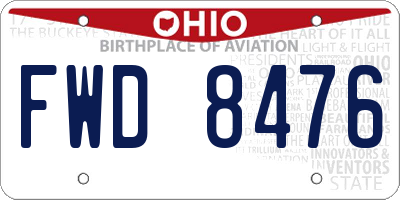 OH license plate FWD8476