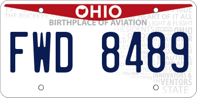 OH license plate FWD8489