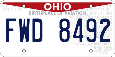 OH license plate FWD8492