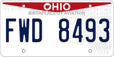 OH license plate FWD8493