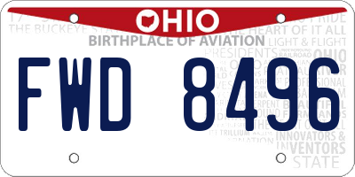 OH license plate FWD8496