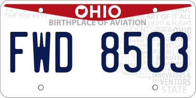 OH license plate FWD8503