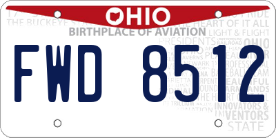 OH license plate FWD8512