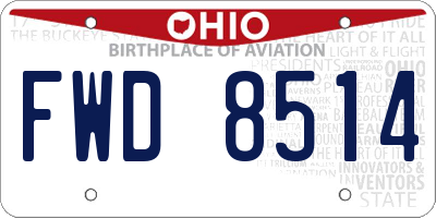 OH license plate FWD8514