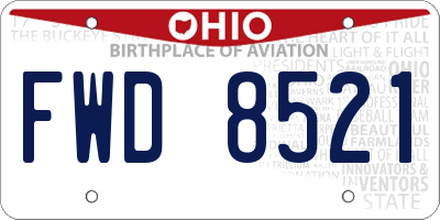 OH license plate FWD8521