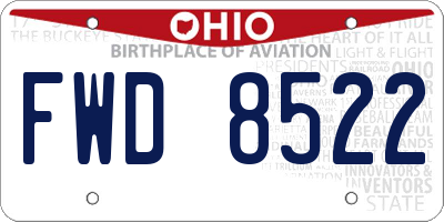 OH license plate FWD8522
