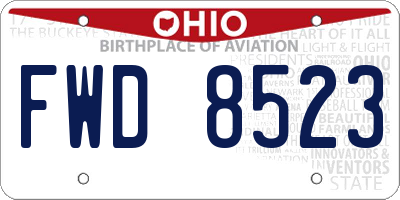 OH license plate FWD8523
