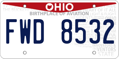 OH license plate FWD8532