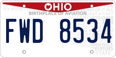 OH license plate FWD8534