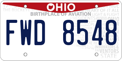 OH license plate FWD8548