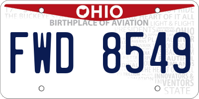 OH license plate FWD8549