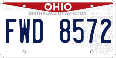 OH license plate FWD8572