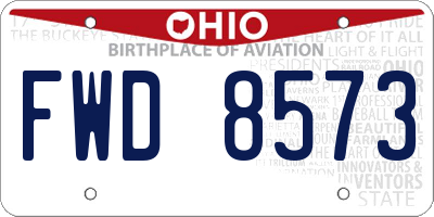 OH license plate FWD8573