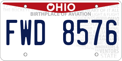 OH license plate FWD8576