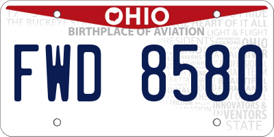 OH license plate FWD8580
