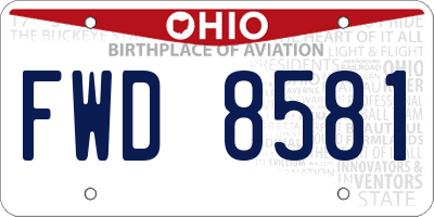 OH license plate FWD8581