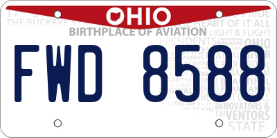 OH license plate FWD8588