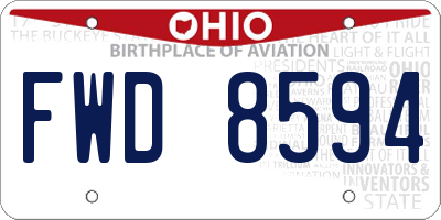 OH license plate FWD8594