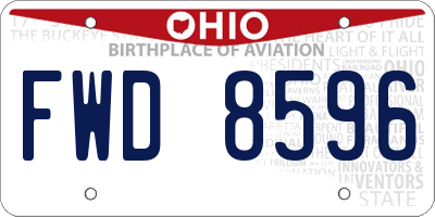 OH license plate FWD8596