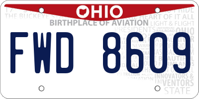 OH license plate FWD8609