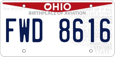 OH license plate FWD8616