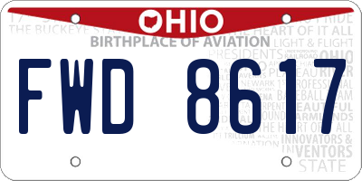 OH license plate FWD8617